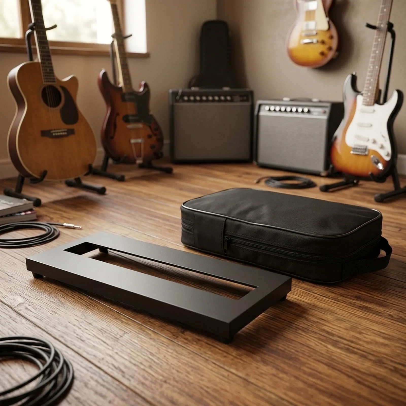 Aluminum Alloy for mini Pedal Board for Guitar and For Bass 15 x 5 inches with Convenient Carry Bag for Transporting Gear