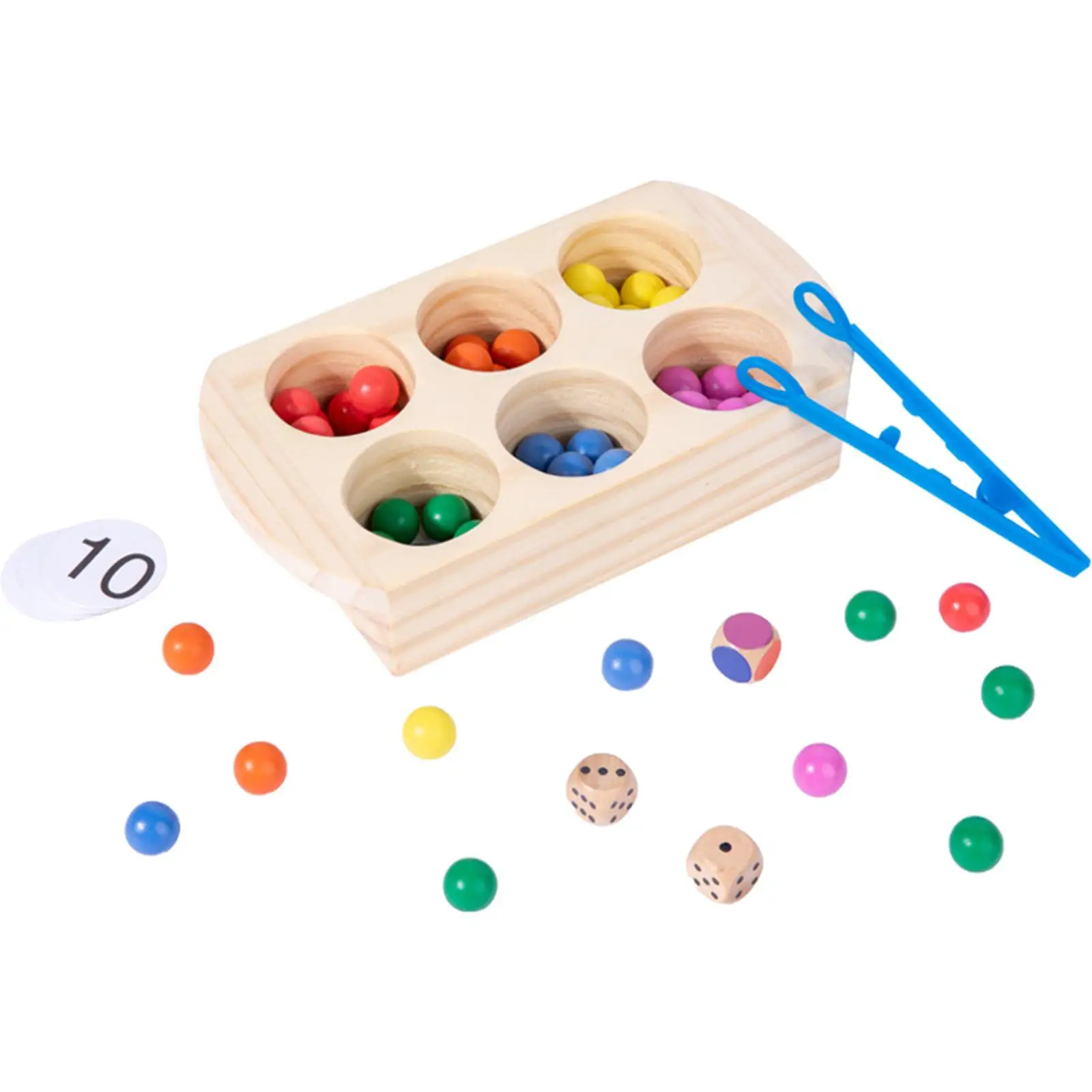 Toddler Wood Counting Bead Color Matching Early Educational Memory Toy