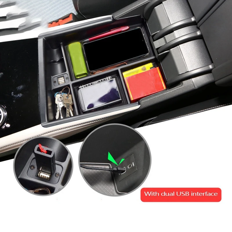 

A02Q-USB Storage Box Replacing the Organizer Compartment of the Center Console Storage Box Auto Parts for 2021 Teramont X