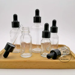 10pcs/lot 5ml To 100ml Lab Clear Round Glass Perfume Refined Oil Bottle with Glass Droppers for School Experiment Microbiology