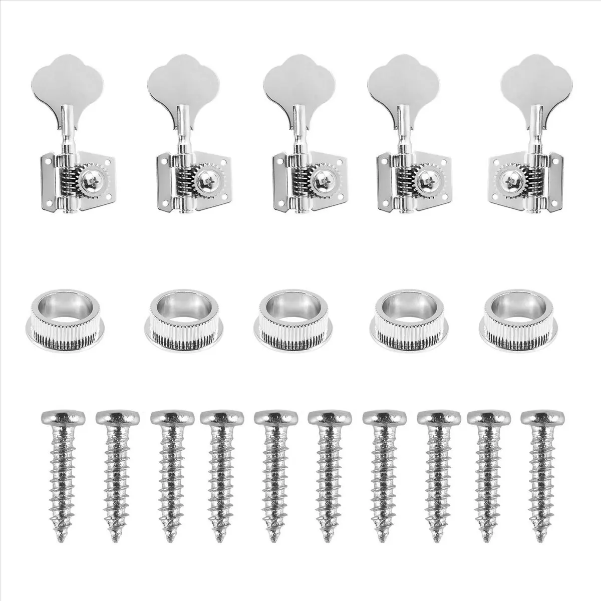 New Arrival Fashion 5Pcs Guitar Accessory Vintage Open Guitar Tuning Keys Pegs Machine Heads Tuners Black 1L4R for 5 Strings Sil