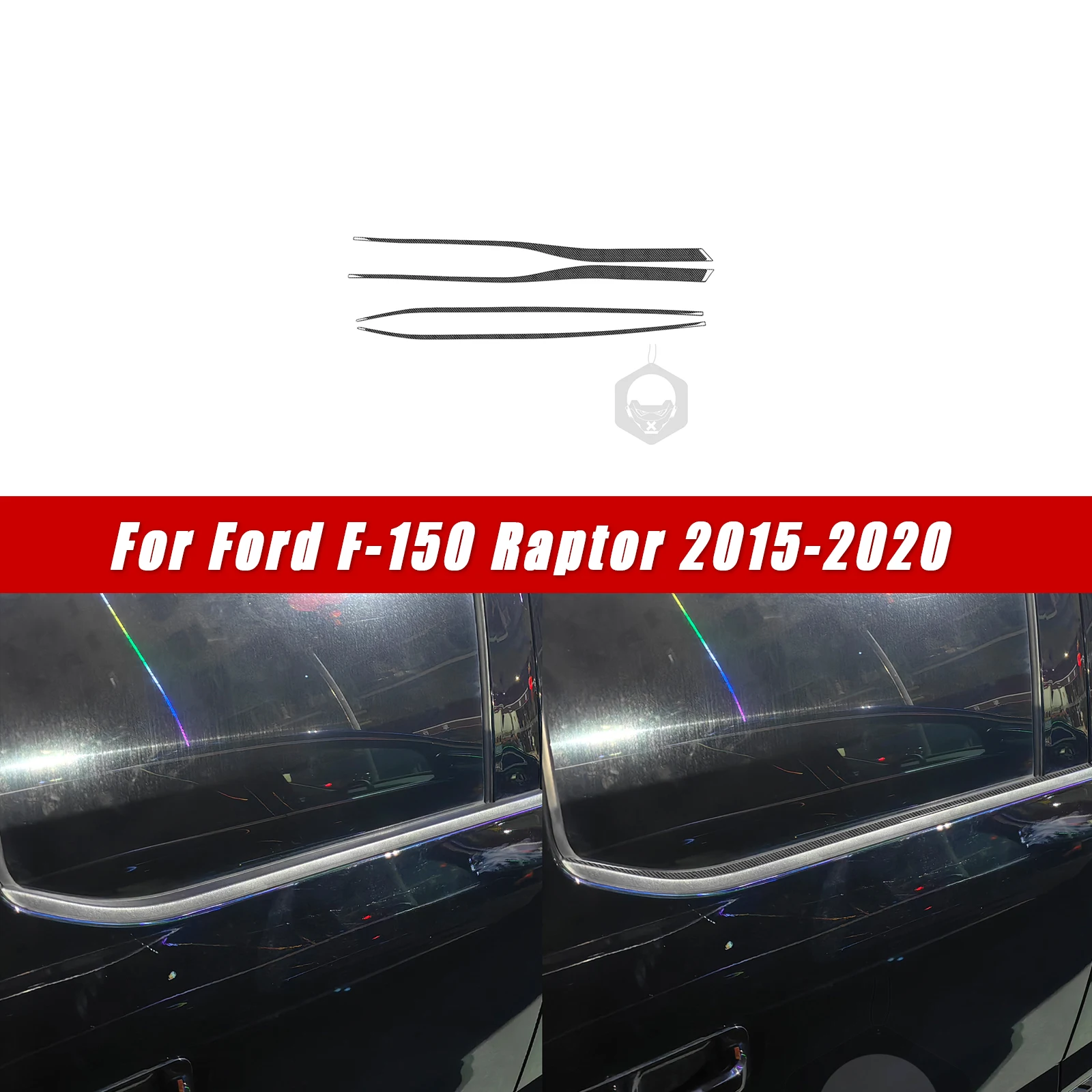 For Ford F-150 Raptor 2015-2020 Car Exterior Trim Accessories Real Soft Carbon Fiber Stickers Door outer trim