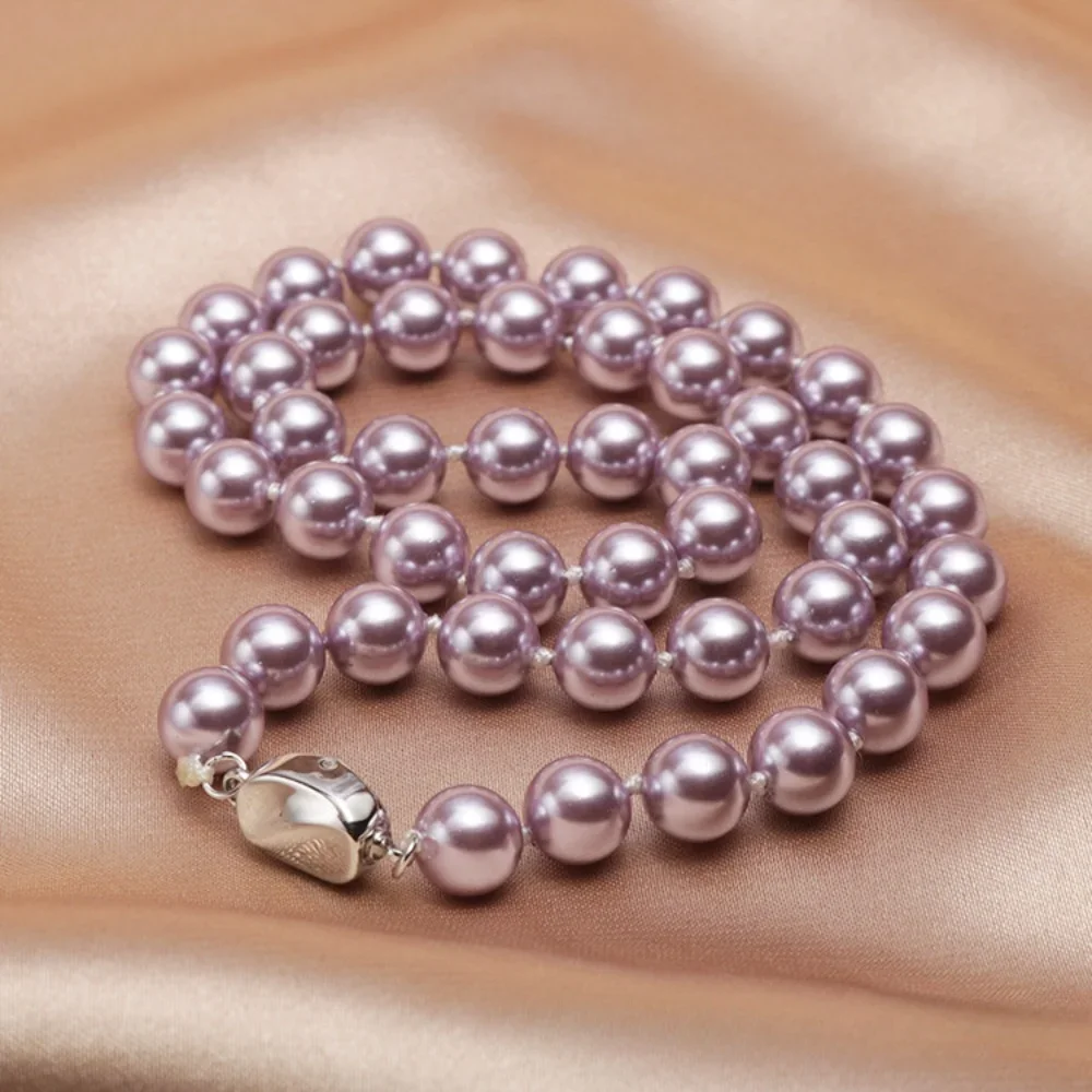 Fashion Charm Retro Purple Pearl Necklace for Women Gift Girls Simplicity Designed Clothing Parts Birthday Banquet Wholesale
