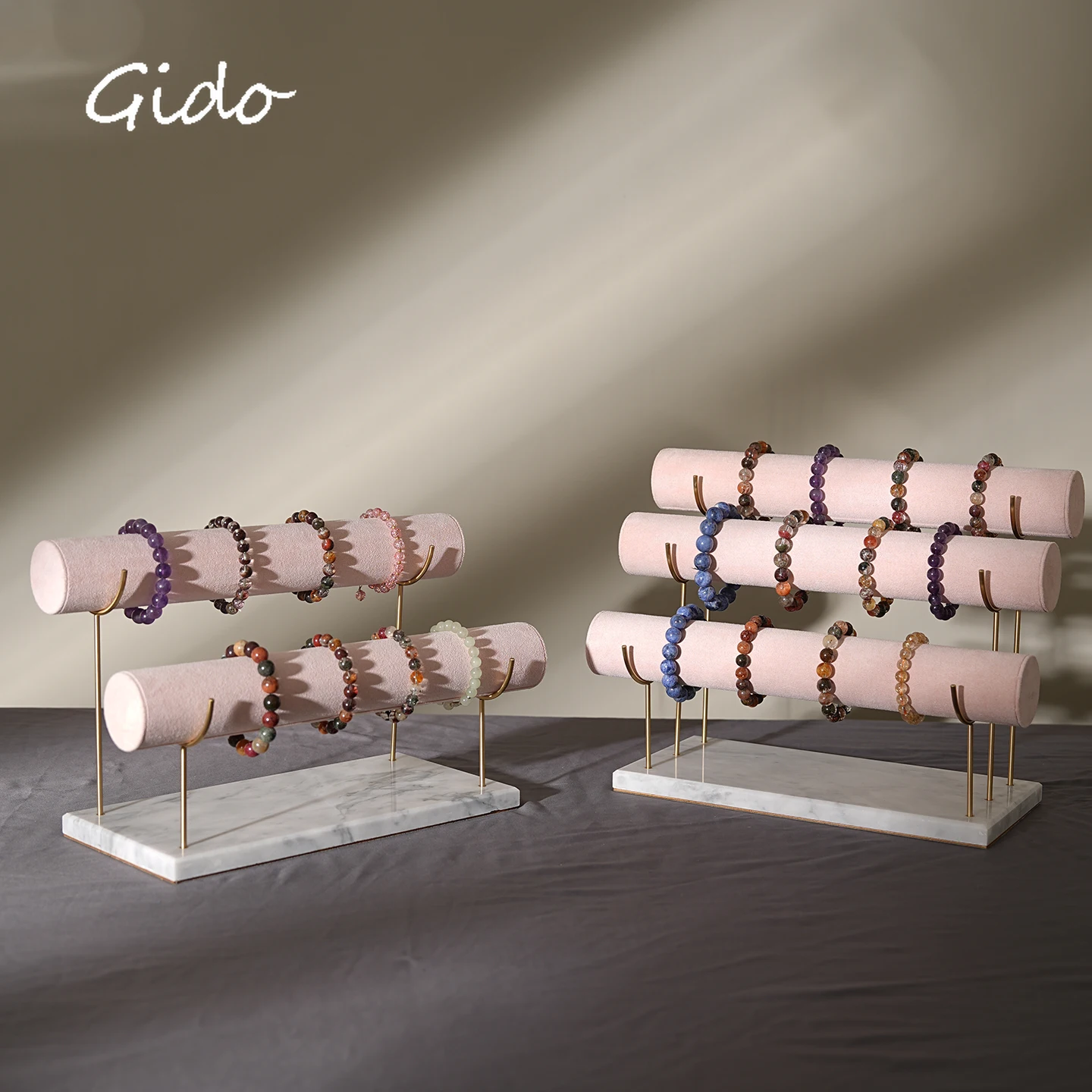 

Premium White Marble Jewelry Display Stand Bracelet Bangle Holder Tray Elegant Showcase Rack Retail Store Counter Photo Prop