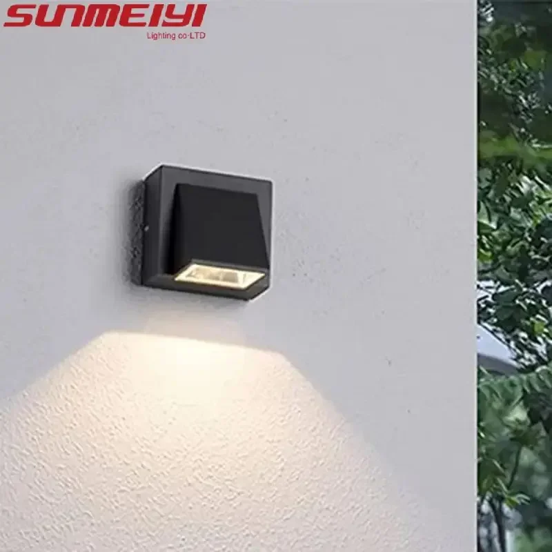 Modern Black Outdoor Wall Lamp Minimalist LED Dual Head Up and Down Luminous Balcony Corridor Courtyard Villa Waterproof Wall