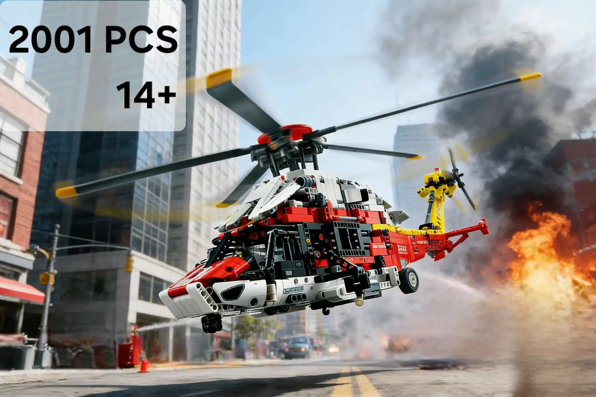 

2001PCS technology Airbus H175 motor Assembly Brick Rescue Helicopter Building Block toy Children's New Year Gift