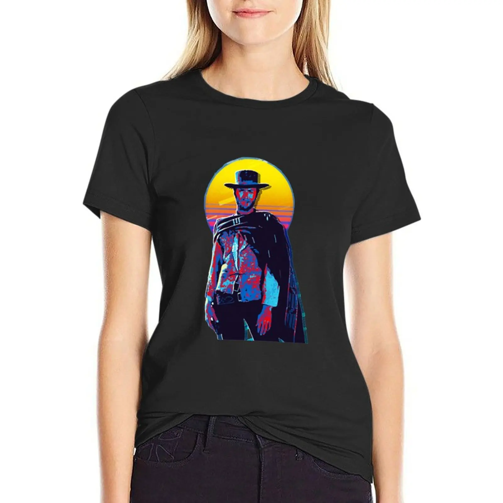 

Clint Eastwood colorfull cowboy portrait T-Shirt tops anime clothes female tshirts woman