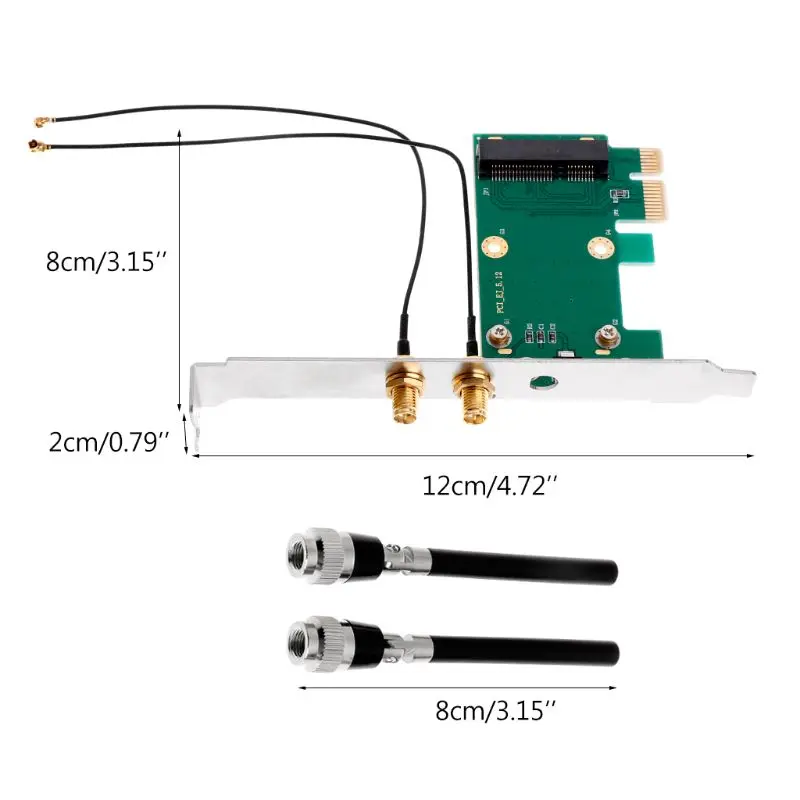 Wifi Adapter Mini Pcie to PCI-E 1X Wifi Raiser Wireless Network Card Support Mini Pcie Network Adapter with Antennas