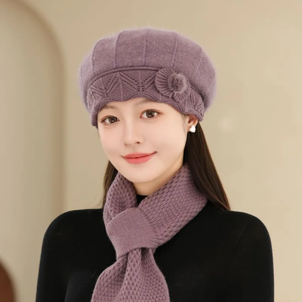 Sciarpa per cappello da mamma addensata casual Cappelli lavorati a maglia antivento e resistenti al freddo Sciarpa per cappello caldo in pelliccia di coniglio per climi freddi