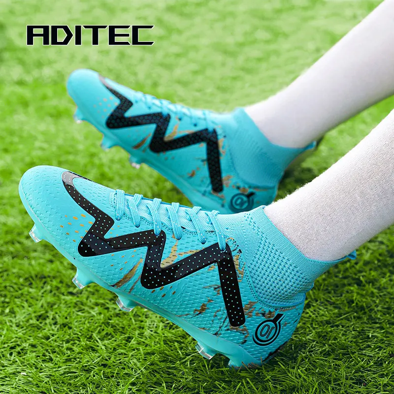 

chuteiras society professional Unisex Soccer Shoes Long Spikes HG/TF Ankle Football Boots Outdoor Grass Cleats Football futsal