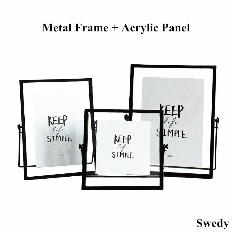 150x210mm Metal Family Photo Picture Sign Holder Frame Wedding Gift Tabletop Clear Floating Pressed Flowers Glass Frame