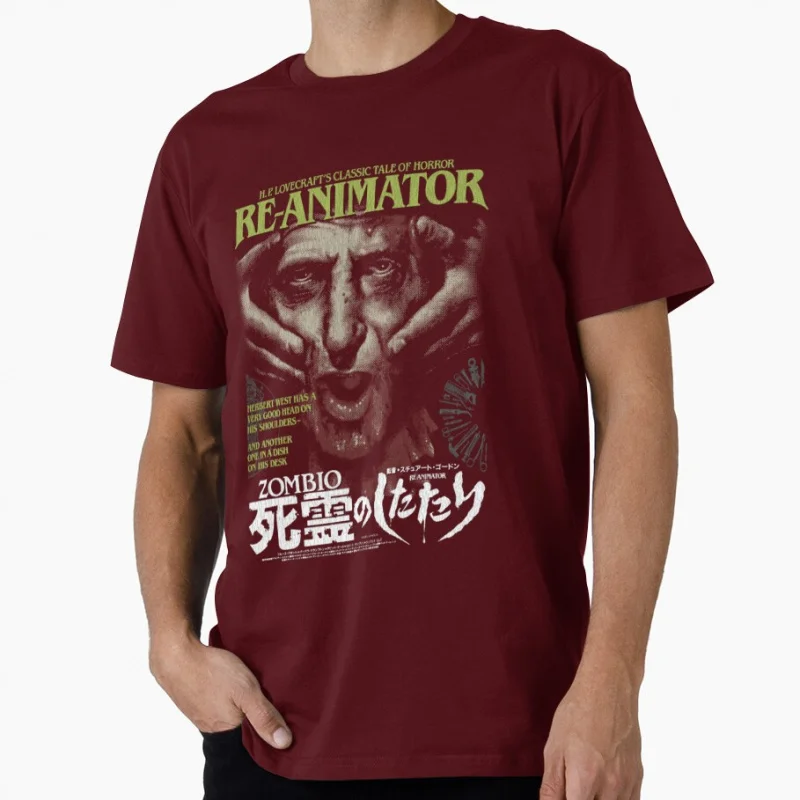 Re Animator 1985 Retro zombie horror movie Scary Halloween Gift T shirt for men Large size Tops printed clothes
