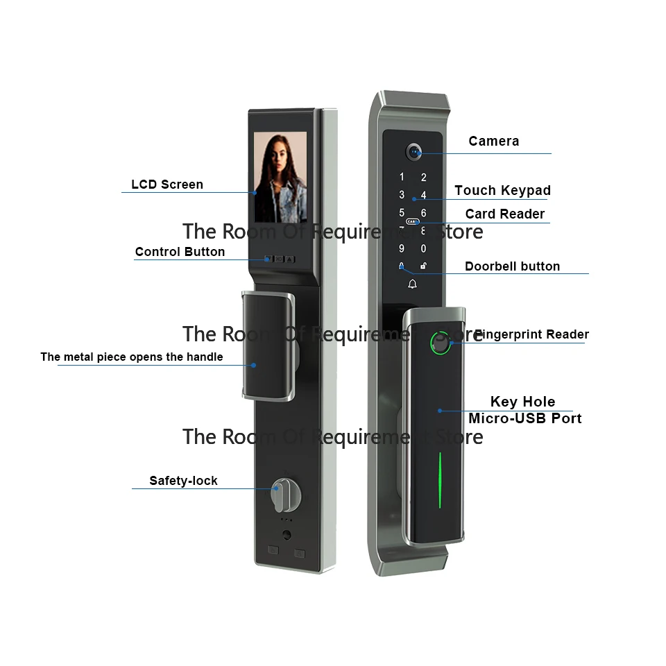 Smart Lock Biometric Fingerprint Full Automatic Smart Doorlock with Camera Digital Door Viewer Smart Lock