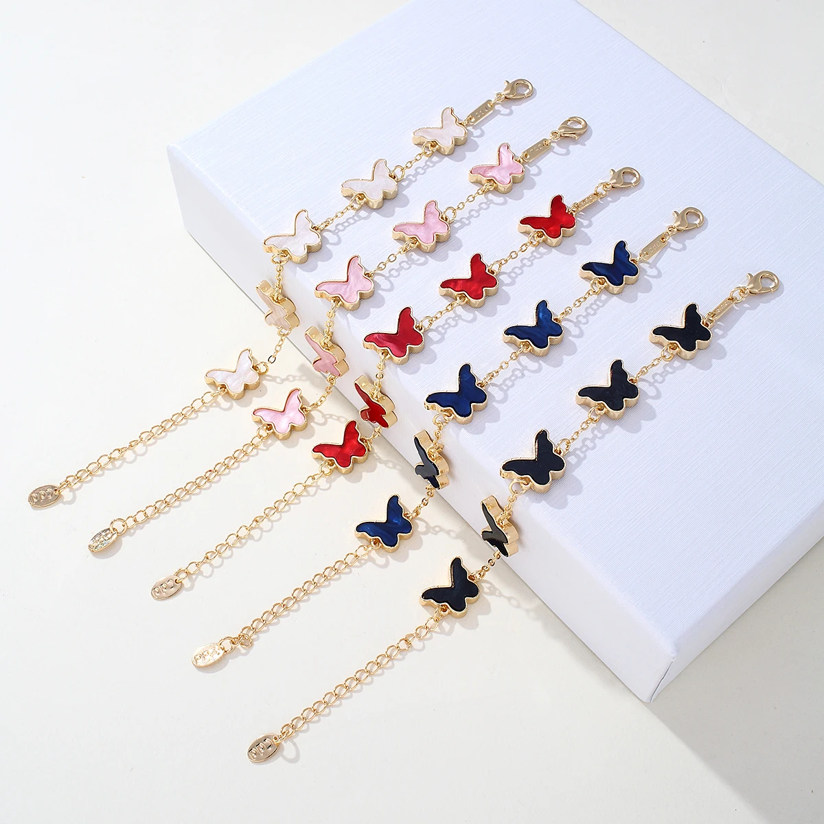 New Fashion Colors Sweet Butterfly Charm Bracelet For Women Girls Wrist Chain Jewelry Summer Beach Anklet Bracelets Party Gifts