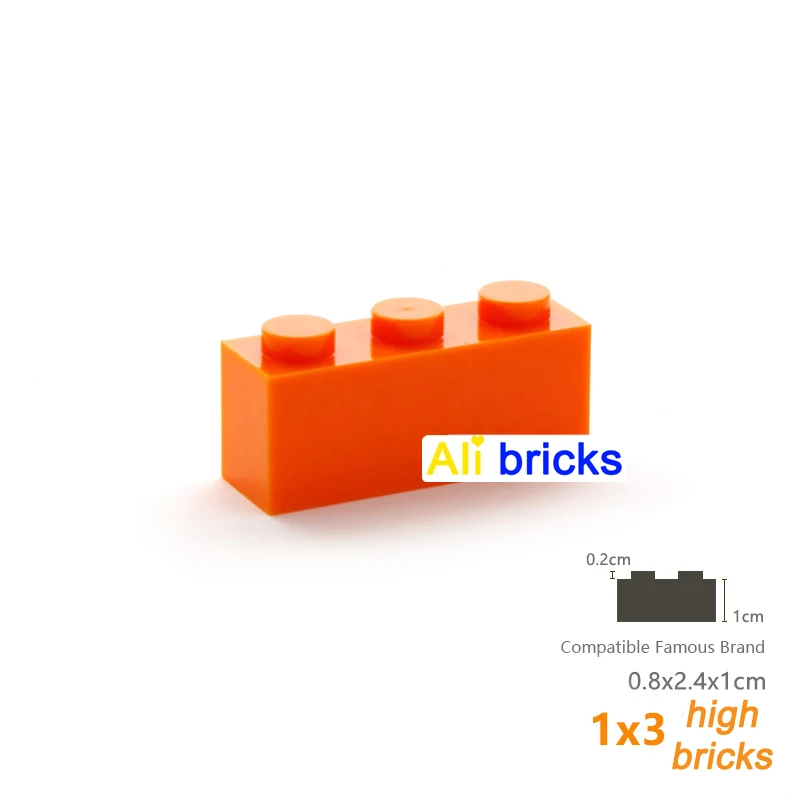 30pcs/lot Bulk Blocks Building Bricks Thick 1X3 Educational Assemblage Construction Toys for Children Size Compatible With Brand