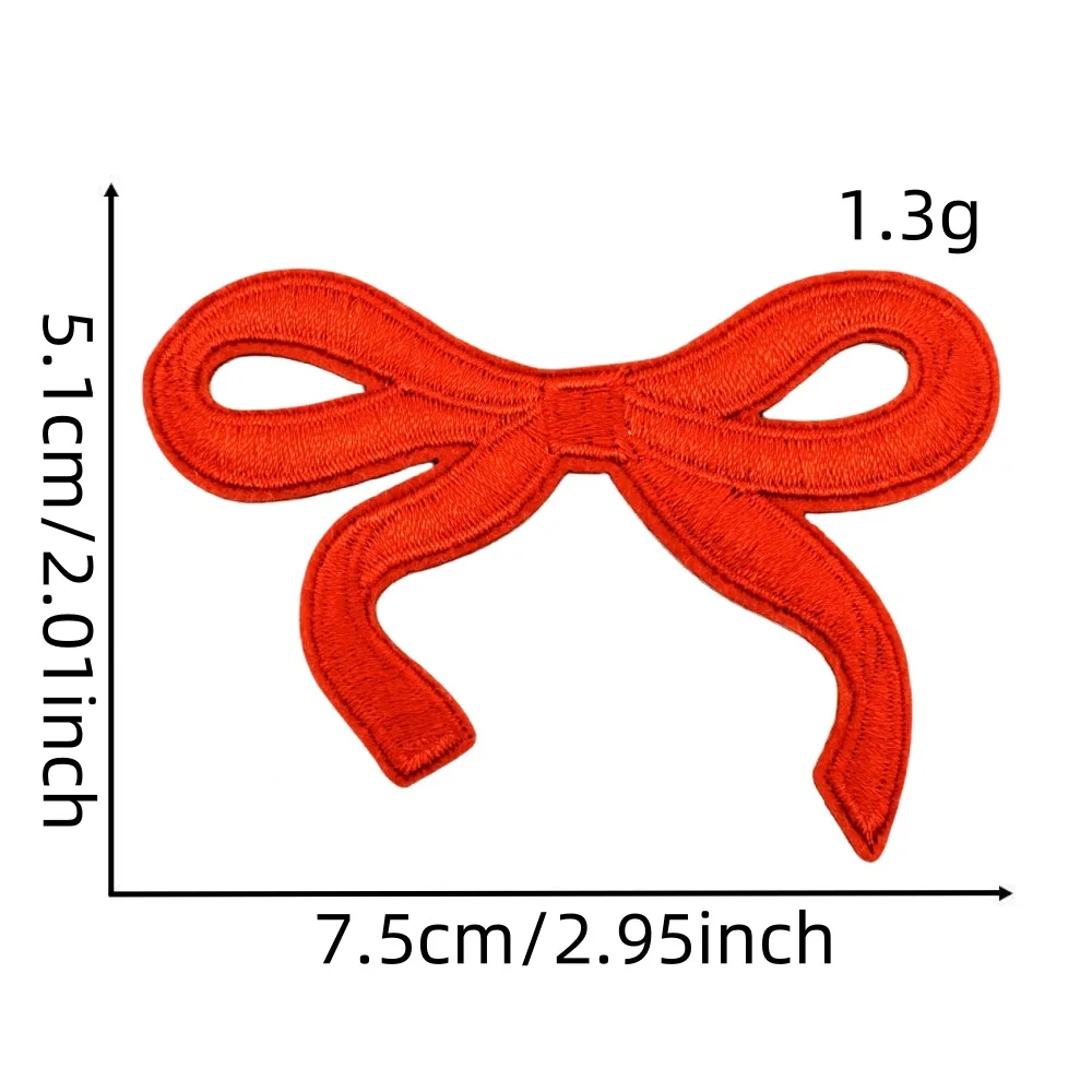 Cartoon Red Pink Embroidery Bow Patches for Kids Clothing Shoes T-shirt Dress Iron on Clothes Appliques