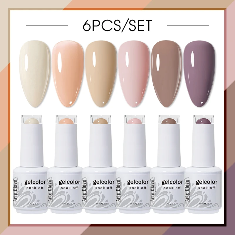 Arte Clavo Gel Nagellack Set 6PCS Mix Farbe Nagel Kit Für Maniküre Nagellack Vernis Semi Permanent UV Lampe gellak Nagel Kit