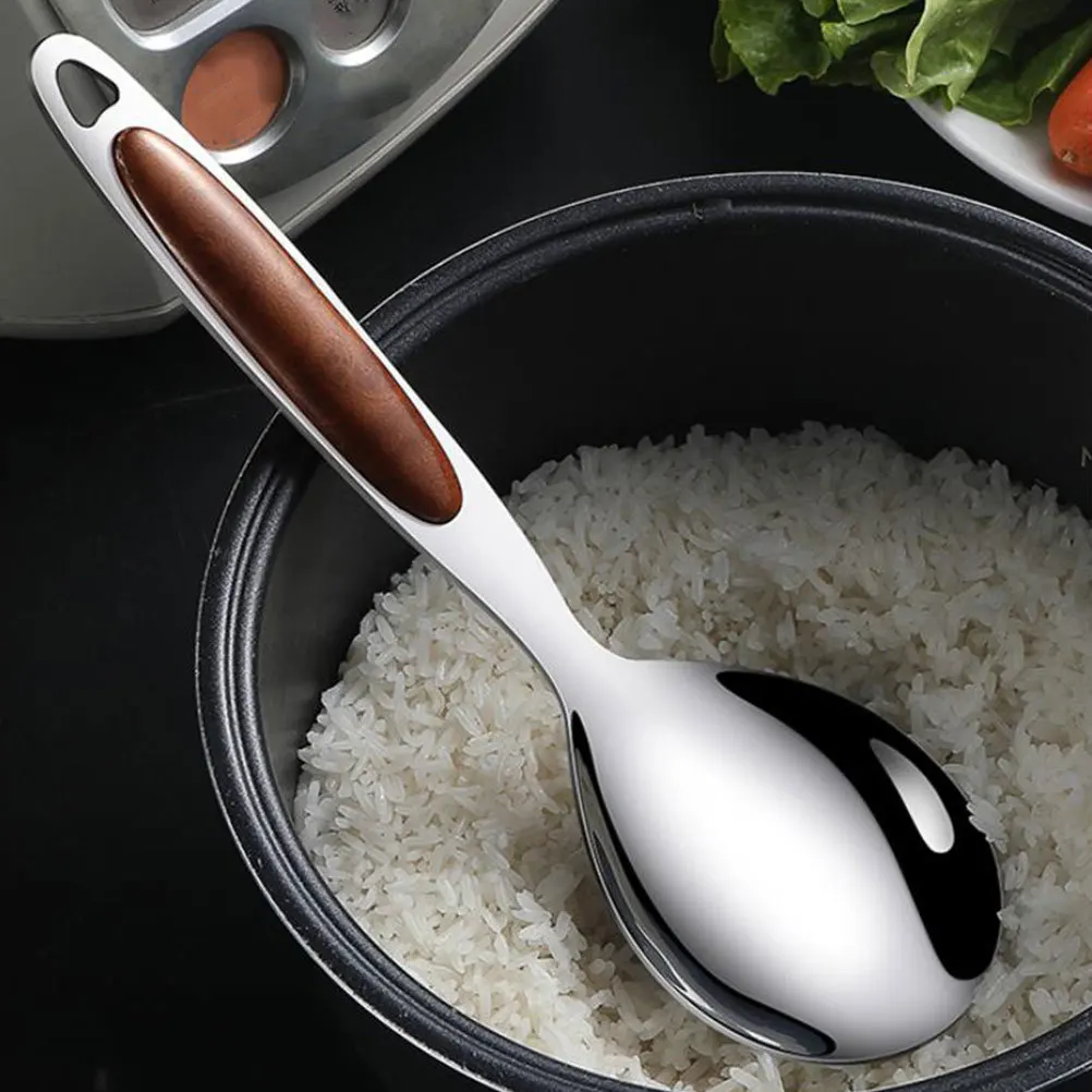 

2Pcs Large Rice Spoon Ergonomic Handle Multipurpose Serving Spoons for Rice Soup Salad Reusable Kitchen Dining Utensils