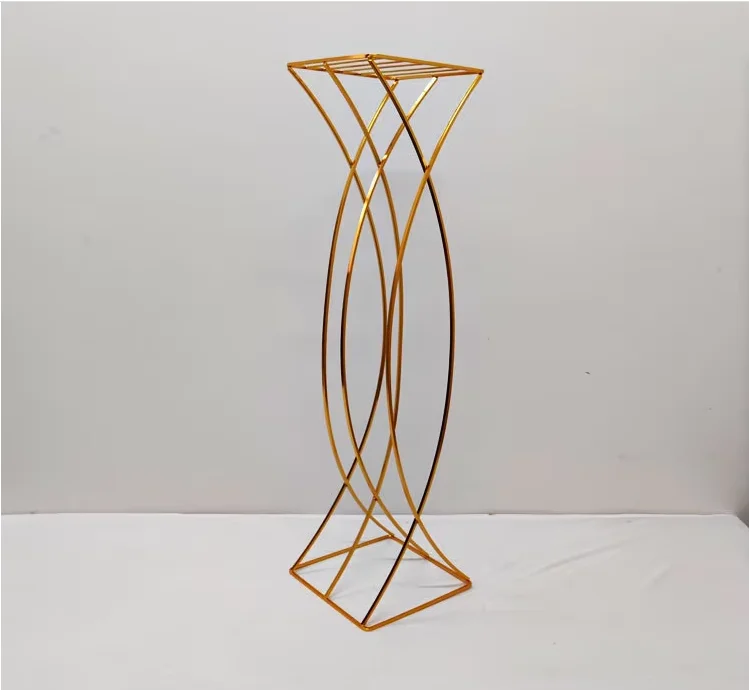 4-10 Stück romantische 80 cm abnehmbare goldene Hochzeitsblumenständer, einfacher Gang, zentraler Metall-Dekorationsrahmen, für Veranstaltungen und Zeremonien – Detail 5