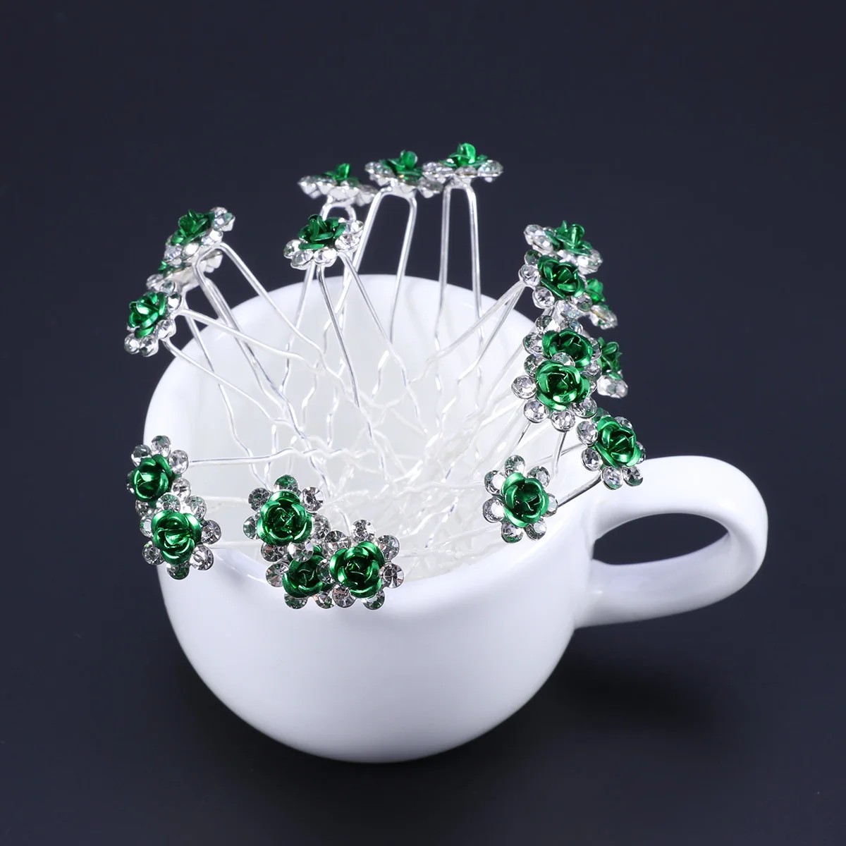 20 قطعة دبوس الشعر حجر الراين اكسسوارات الزفاف مقاطع الزخرفية وصيفات الشرف النساء الشعر عصا زهرة نمط هدايا الزفاف اليومية #2