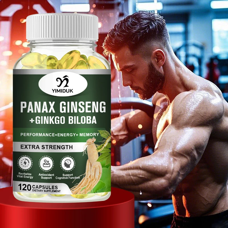 

Korean Red Ginseng Capsules with Ginkgo Biloba Supplement - Enhance Body Functions & Support Immune System