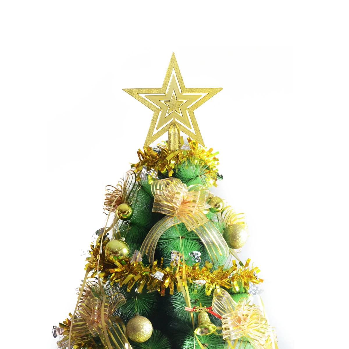 

20Cm Christmas Tree Treetop Star Gold Lightweight Portable Installation Impeccable Craft Details Brightness Star Treetop
