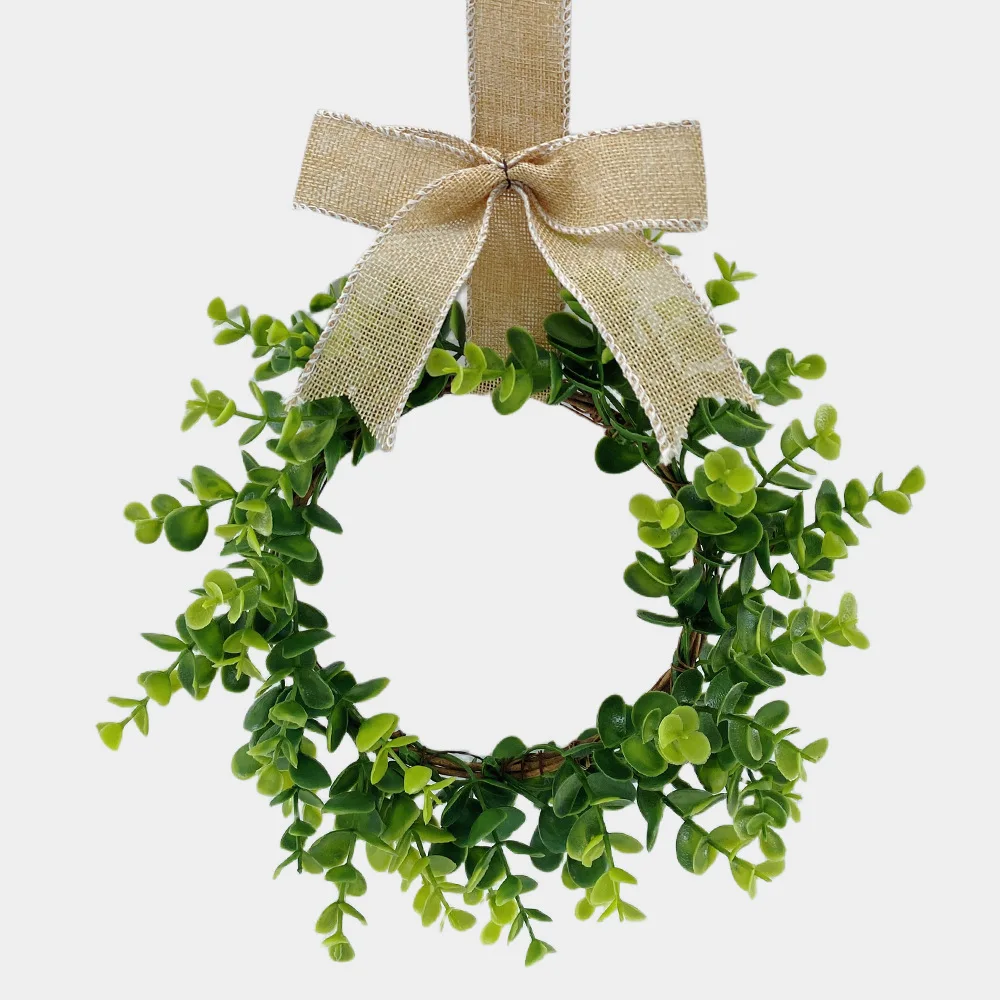 

Faux Money Leaves Burlap Bow Wreath Porch Rustic Christmas Farmhouse Home Window Wall Decoration