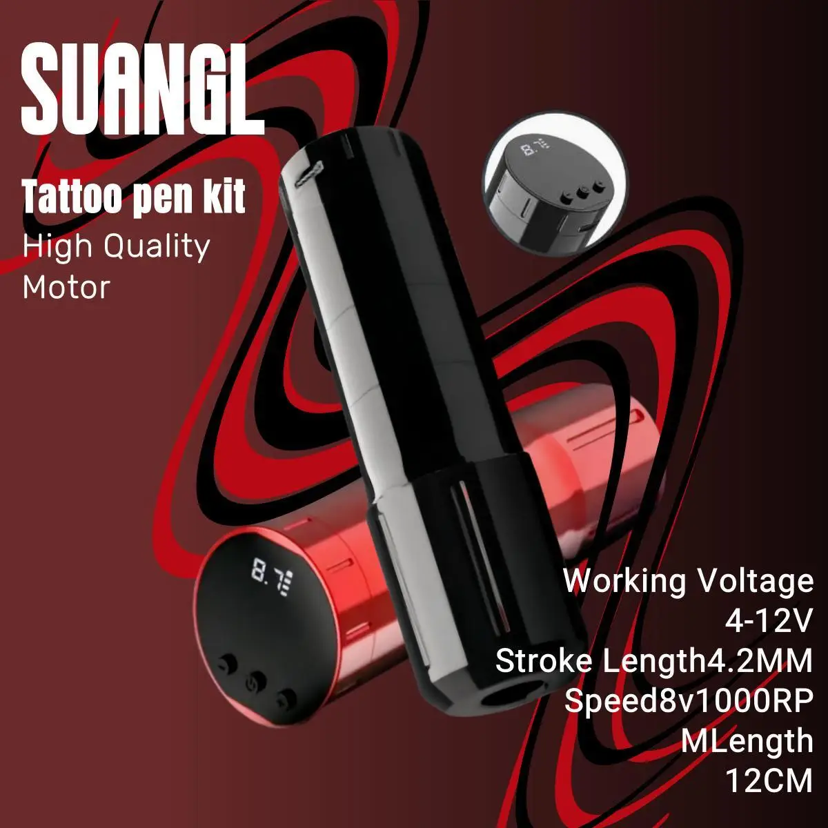 

Беспроводная тату-машинка SUANGL, светодиодный цифровой дисплей, вращающаяся батарея 1500 мАч, ручка для татуировки, универсальная машина, сильный мотор