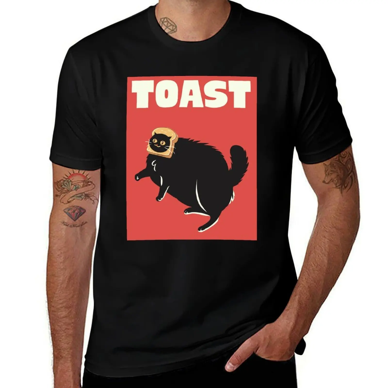

Toast Cat T-Shirt t shirts for man cotton funny t shirt custom print T-Shirt