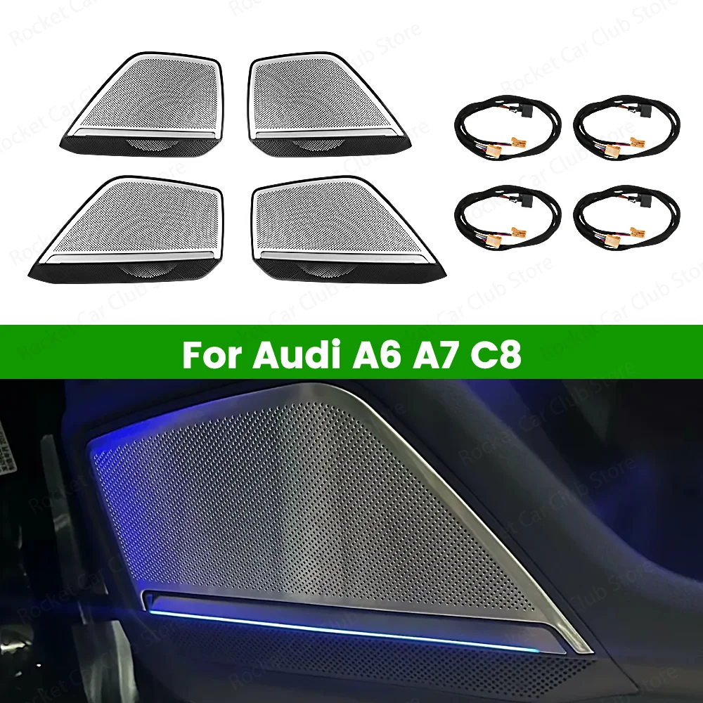 

Для Audi A6 A7 C8 дверной автомобильный звуковой сигнал, оригинальная 30-цветная автомобильная светодиодная крышка динамика, дверная аудио декоративная лампа, окружающее освещение
