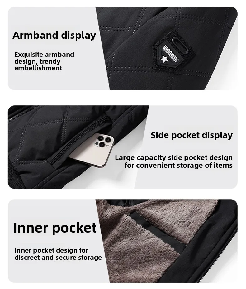 الخريف والشتاء سترة غير رسمية الرجال 2025 جديد الوقوف طوق يندبروف الملابس العصرية الخفيفة الأعمال القطن وسادة مبطنة الرجال #6