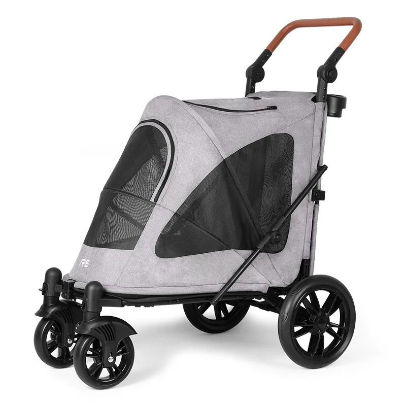 Nordic Pet Stroller 4-wheel Outdoor Travel Dog Walking Portable Trolley Lightweight Foldable Dog And Cat Medium Dog Pushchair