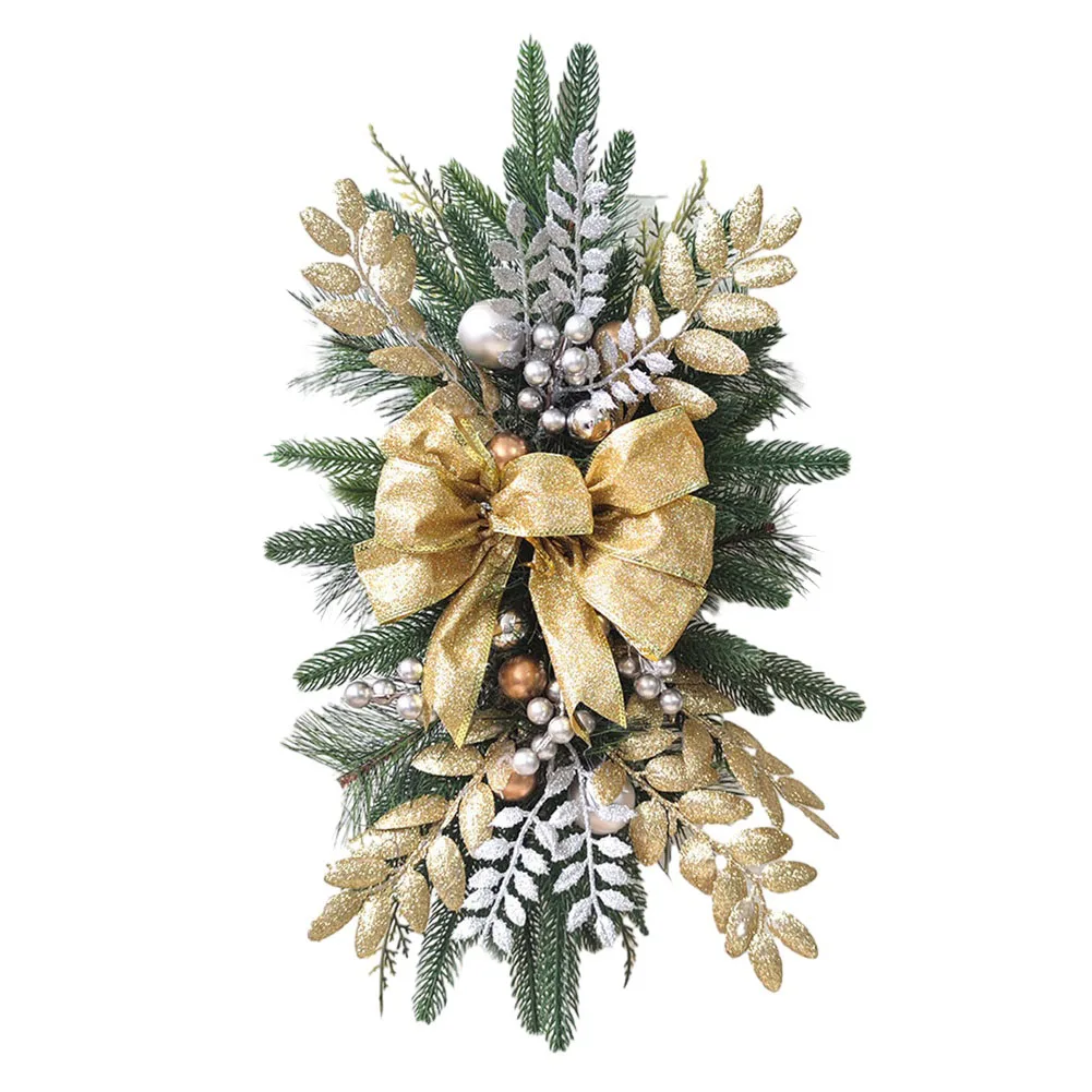Luminous Christmas Staircase Bow Decoration Pine Cone Berry Foam Ball For Indoor Outdoor Holiday Scene New Year Party Ornaments