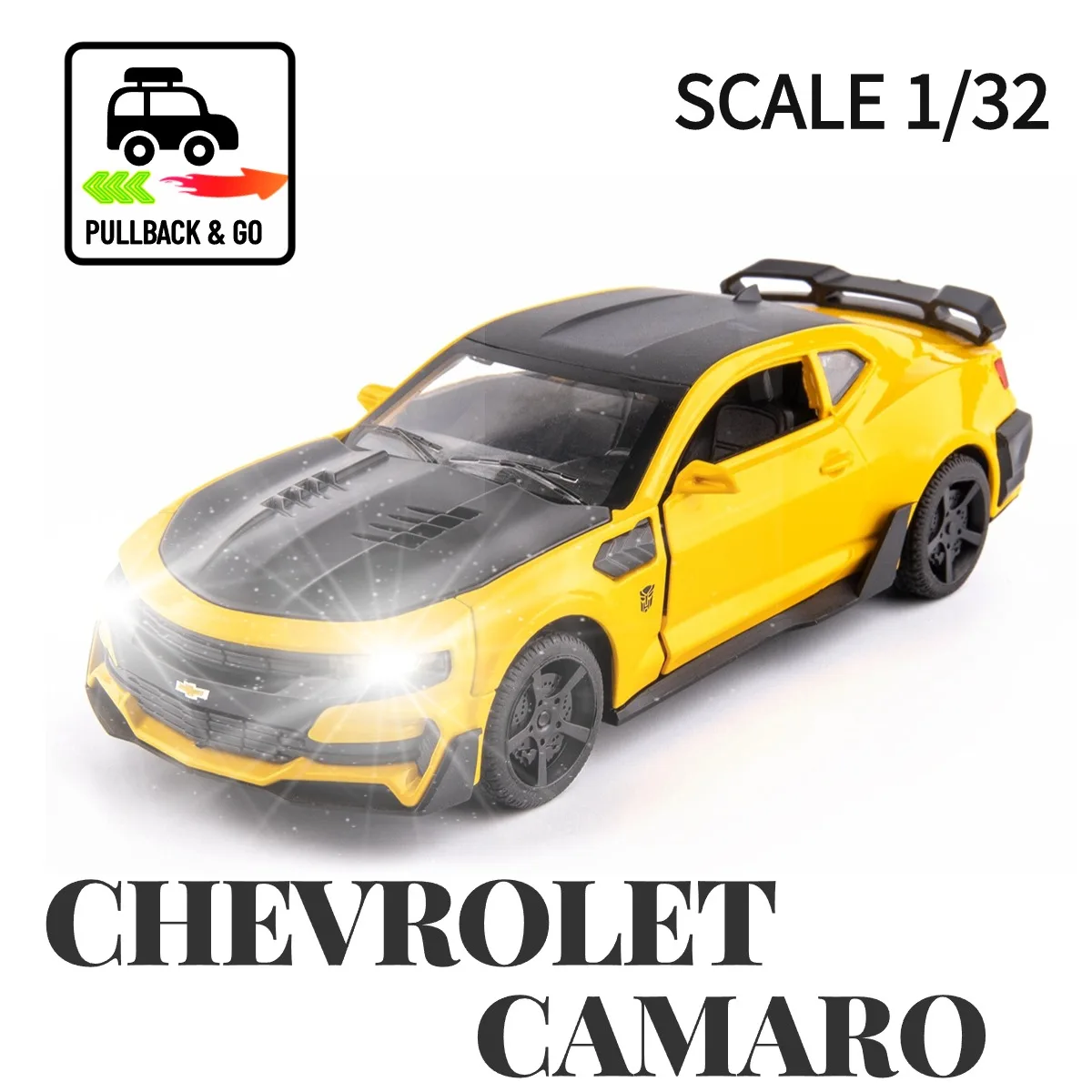 

1:32 автомобиль Chevrolet Camaro Pullback игрушка с подсветкой звук двигателя, BMW Ford масштаб литые модели автомобилей Реплика Детский мальчик играть подарок