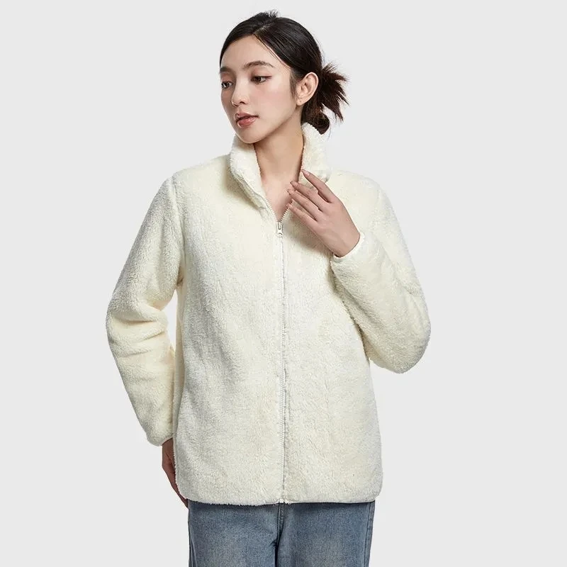 Fashion Polar Fleece Coat Jacket Female Thickened Hairy autumn winter outdoor Leisure sportswear cardigan stand-up collar hoodie