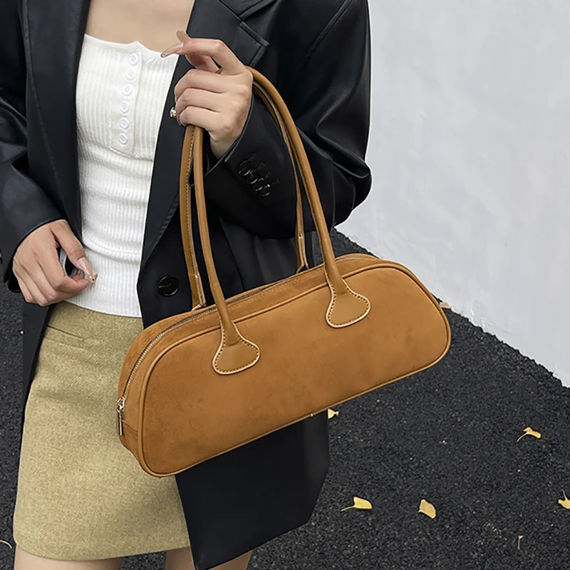 

Women's Underarm Handbag Vintage Faux Suede Solid Color Luxury Design Stylish Phone Bag Bohemian Ladies Shoulder Purse