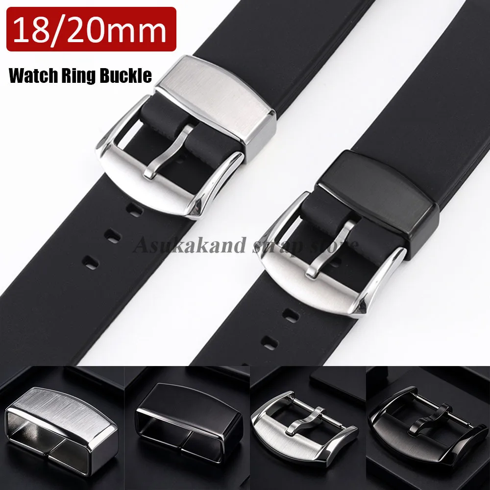 18mm 20mm Stainless Steel Watch Ring Buckle Watch Band Keeper Loop Holder for Seiko Metal Loop Ring Button Watch Clasp Button