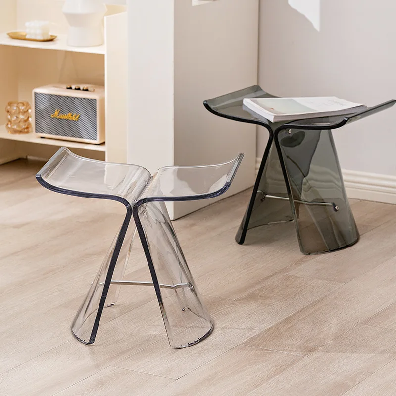 Acrylic Butterfly Stool Creative Nordic Transparent Side Table Plastic Shoe Changing Stool Ottoman Living Room Furniture