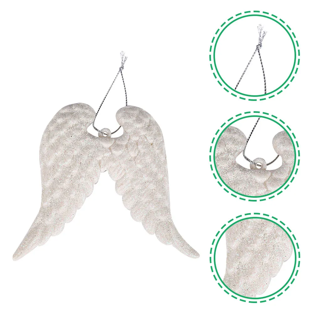 6Pcs Angel Wing Hanging Decorations Christmas Tree Ornaments White Xmas Tree Ornaments Christmas Decorations Clearance
