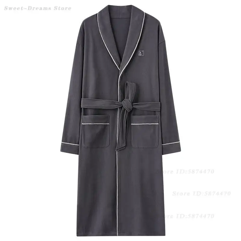 الرجال حجم كبير رداء المخملية ملابس خاصة الخريف الشتاء طويلة الأكمام البشكير كيمونو ثوب الذكور الدافئة ثوب النوم المتسكعون ملابس المنزل #5