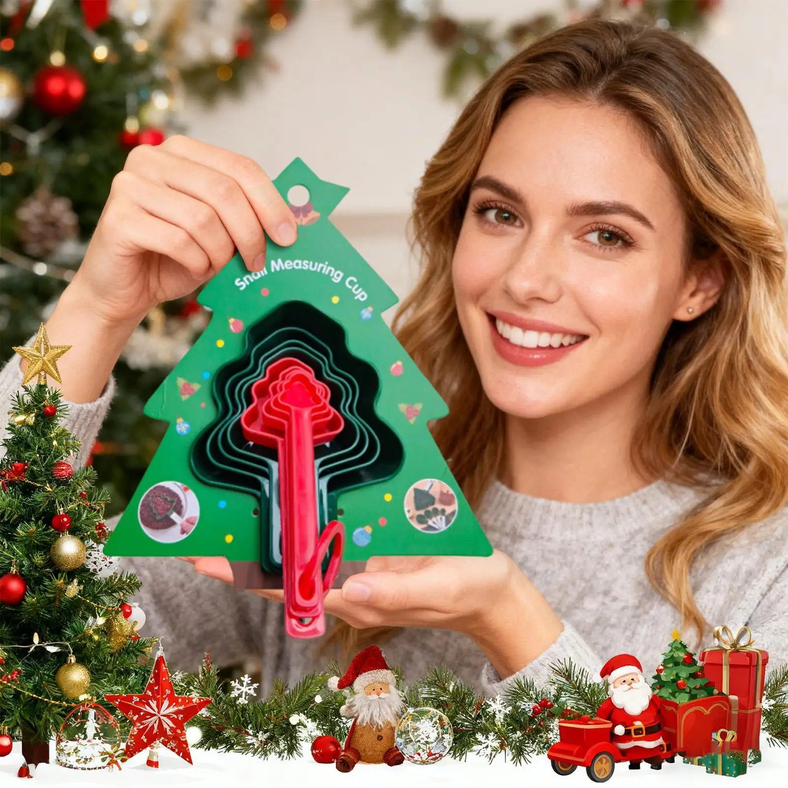 8 Stück Messlöffel, Weihnachtsbaumform, Messlöffel, Messbecher, Backen, kleines Werkzeug für das Kochen zu Hause