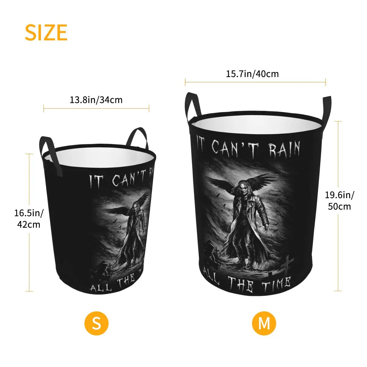 Eric Draven It Can't Rain All The Time Foldable Laundry Baskets Dirty Clothes Home Organizer Large Waterproof Bucket For Home