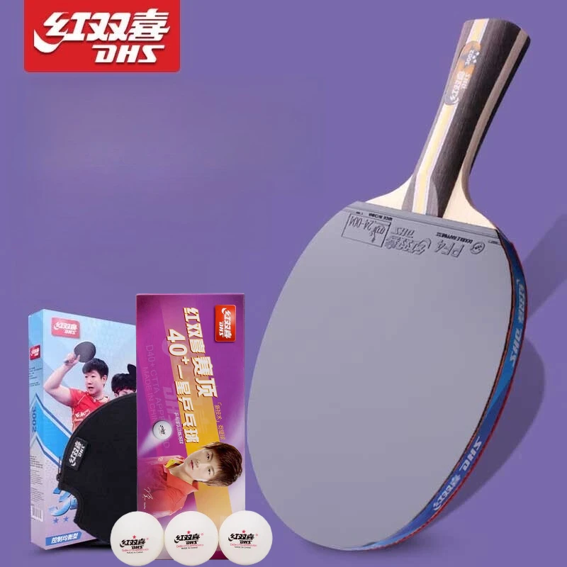 

DHS 3Star H3002 Table Tennis Racket Professional 5 Pure Wood Pimple In Rubber Ping Pong Racket With Case Bag Racquet Sports