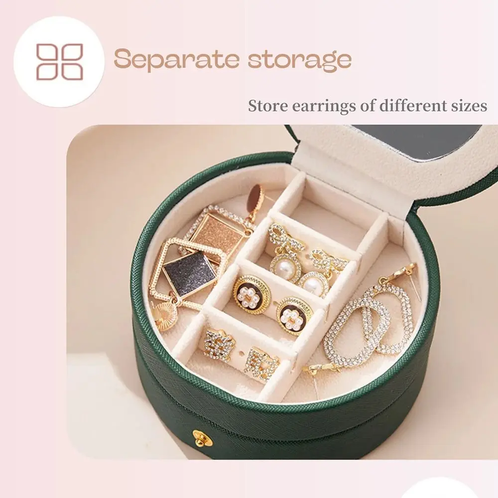 

Double Layers Travel Jewelry Display Box with Mirror Buckle Closure Portable Earrings Storage Case Waterproof Dust-proof