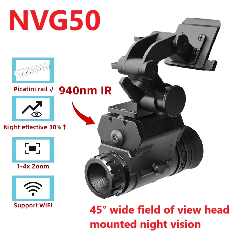 NVG50 night vision monocular goggles wide view 45° helmet night vision telescope IR 940nm wifi digital Hunting camera