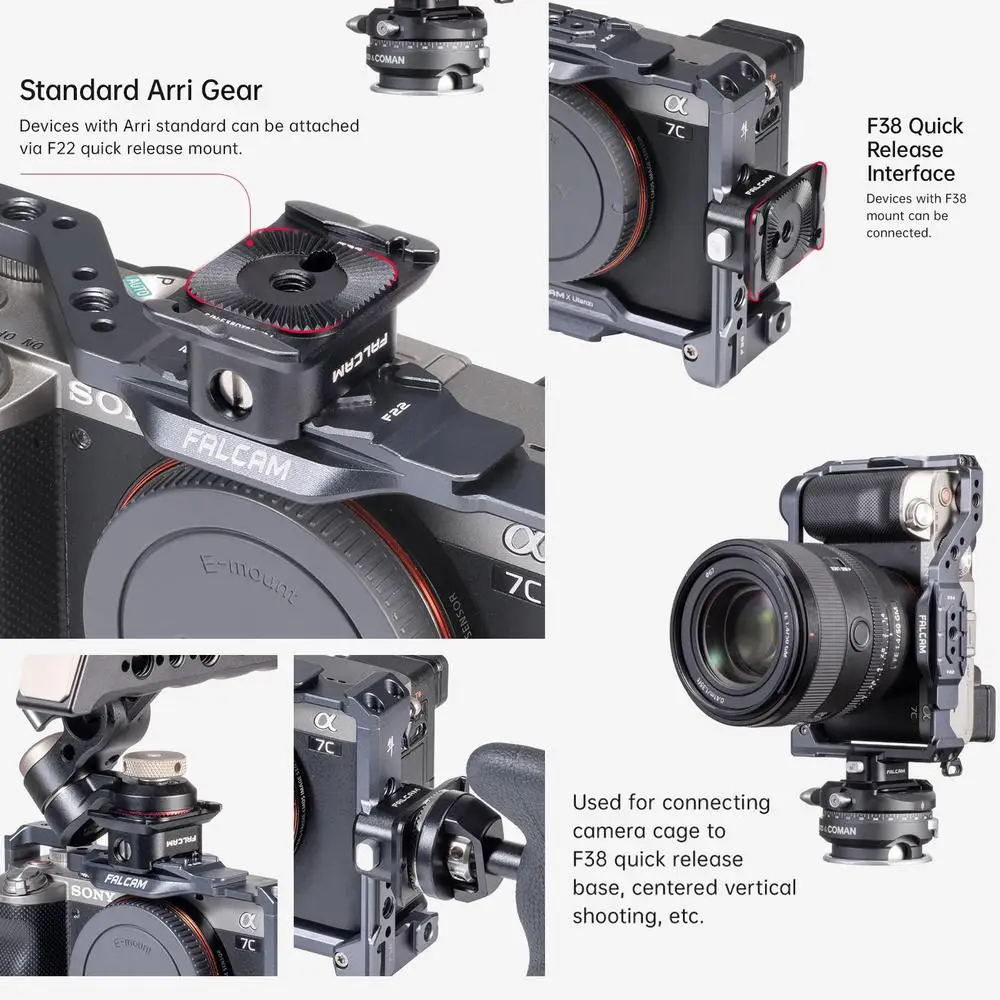 FALCAM F22A3806 F22 naar F38 Arri Adapter Quick Release Base Mount Standaard ARRI-uitrusting voor camerakooi
