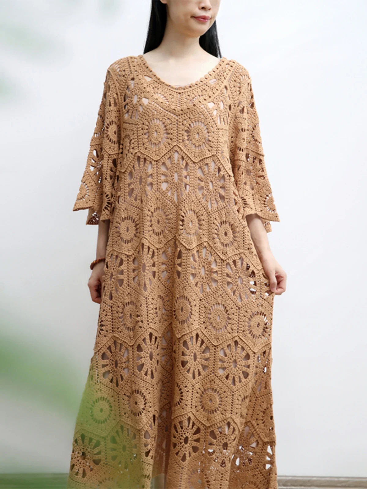 TIYIHAILEY Frühling Sommer Frauen Stricken Häkeln Kleider Halb Flare Hülse Blau Rot Lose Damen Kleidung Mode Lange Mid-kalb