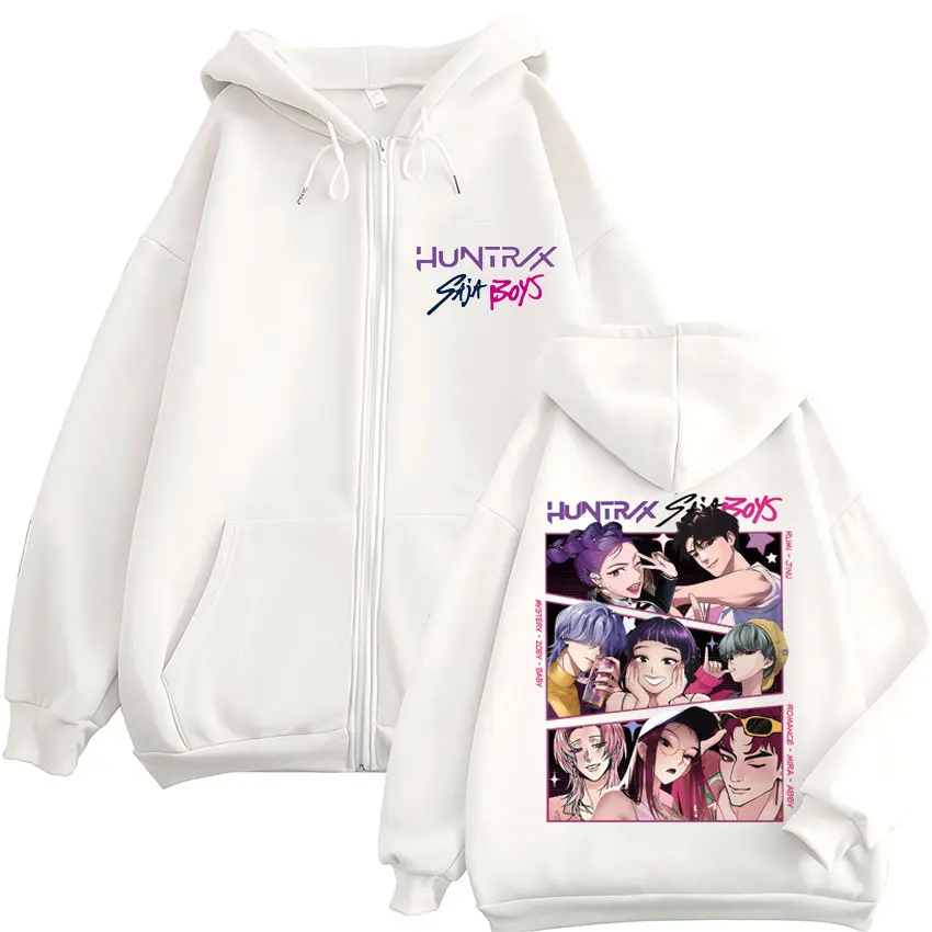 Anime Kpop Demon Hunters Saja Boy Huntrix Zip Up Hoodies Fashion Popular Y2k Manga Tracksuit Men Women Fleece Oversized Jackets