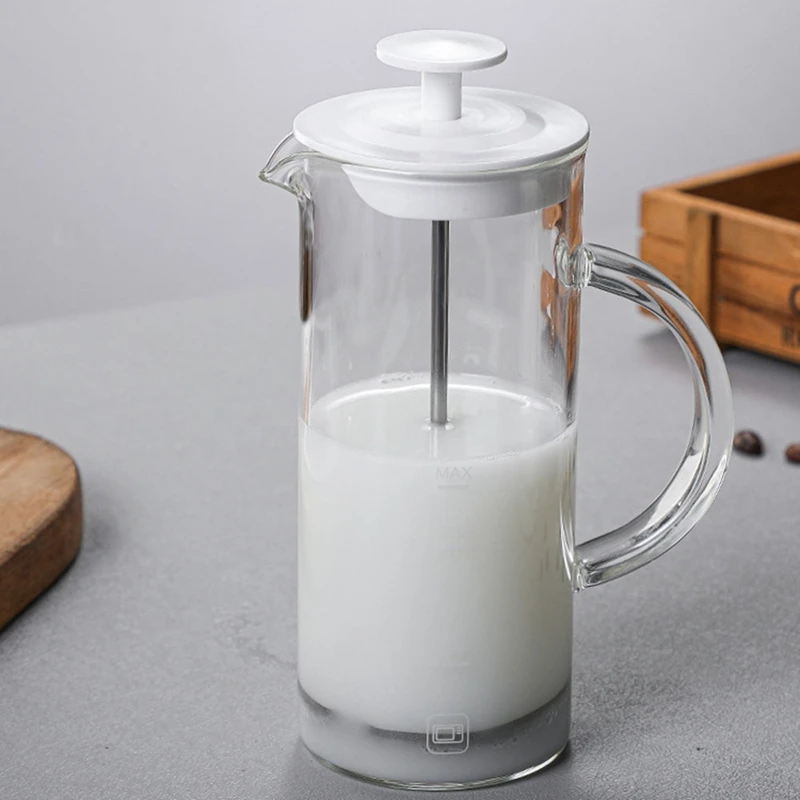 A85I-Milk Bubbling Machine Manual Milk Frother Pot Coffee Milk Bubbling Cup Portable Household Milk Bubbler