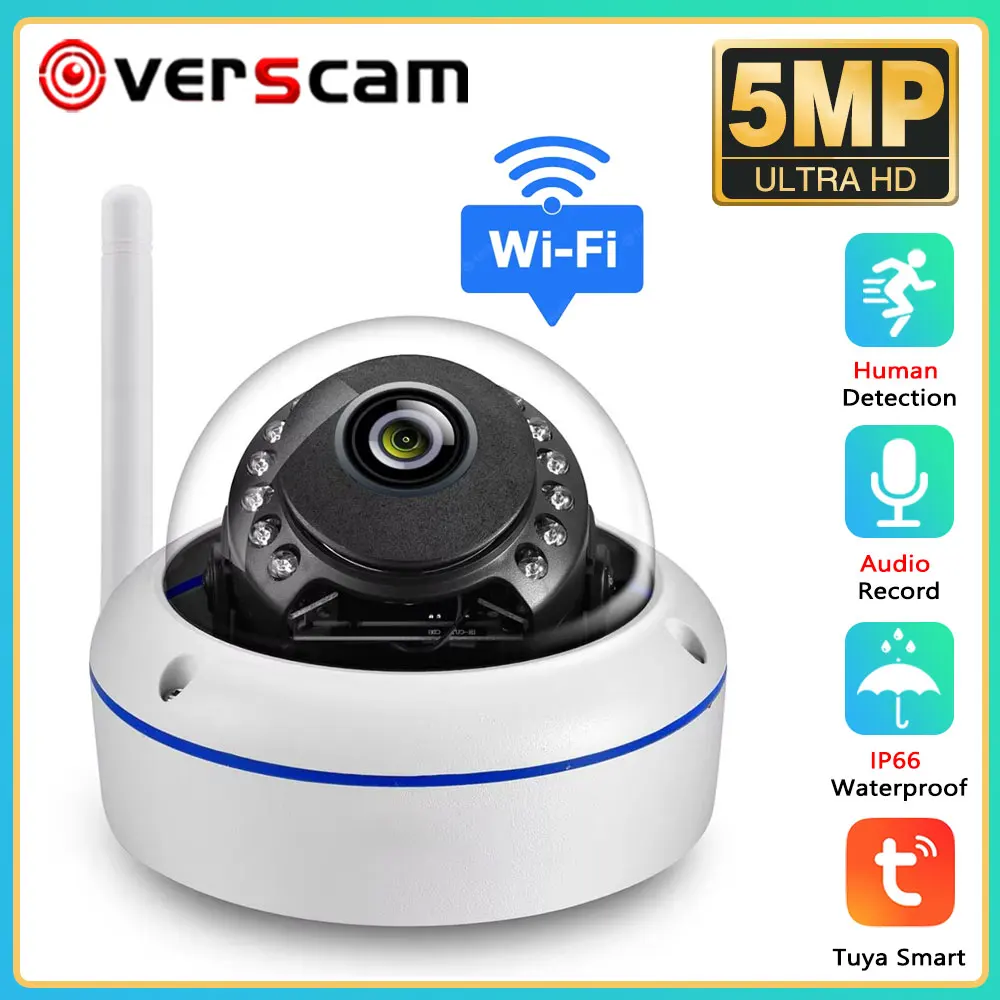 5MP Tuya Smart Life Wifi Security IP Camera External Waterproof Wireless Dome Camera Human Detection CCTV Video Surveillance Cam